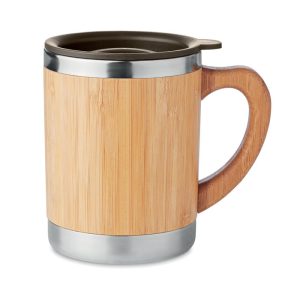 Pahar cu perete dublu 300ml, Stainless steel, wood