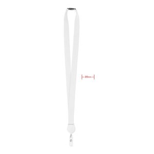 Lanyard cu suport pt. ecuson, Polyester, white