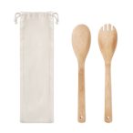 Set din bambus pt salata, Wood, beige