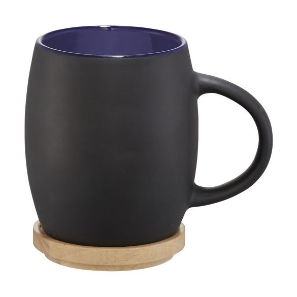 Hearth 400 ml ceramic mug with wooden coaster