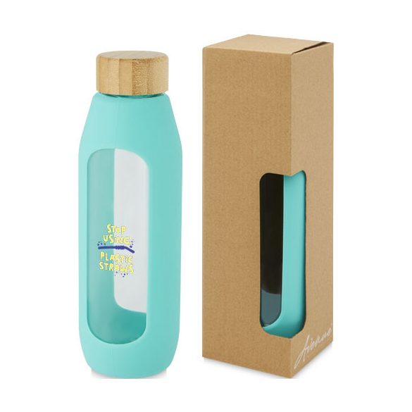 Tidan 600 ml borosilicate glass bottle with silicone grip