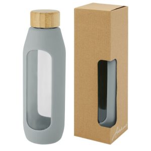 Tidan 600 ml borosilicate glass bottle with silicone grip