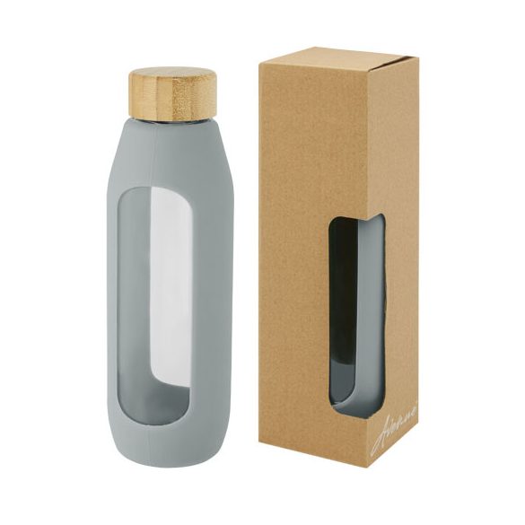 Tidan 600 ml borosilicate glass bottle with silicone grip