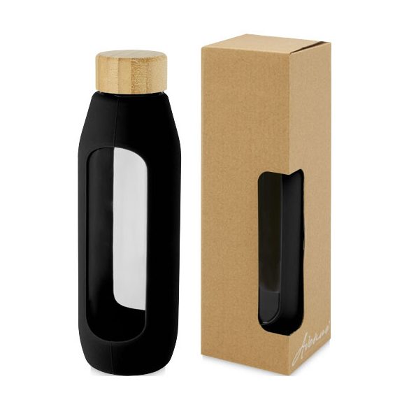 Tidan 600 ml borosilicate glass bottle with silicone grip