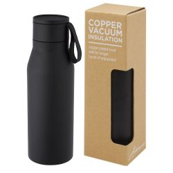   Ljungan 500 ml copper vacuum insulated stainless steel bottle with PU leather strap and lid