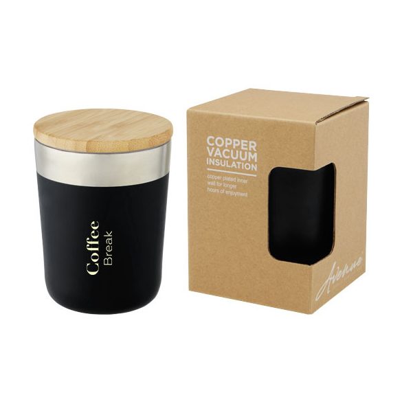 Lagan 300 ml copper vacuum insulated stainless steel tumbler with bamboo lid