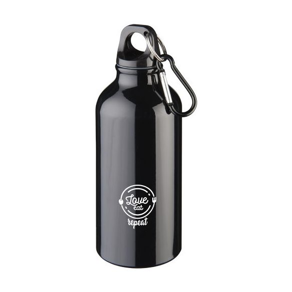 Oregon 400 ml RCS certified recycled aluminium water bottle with carabiner