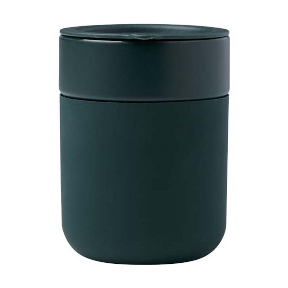 Java 330 ml ceramic tumbler with silicone wrap and plastic lid