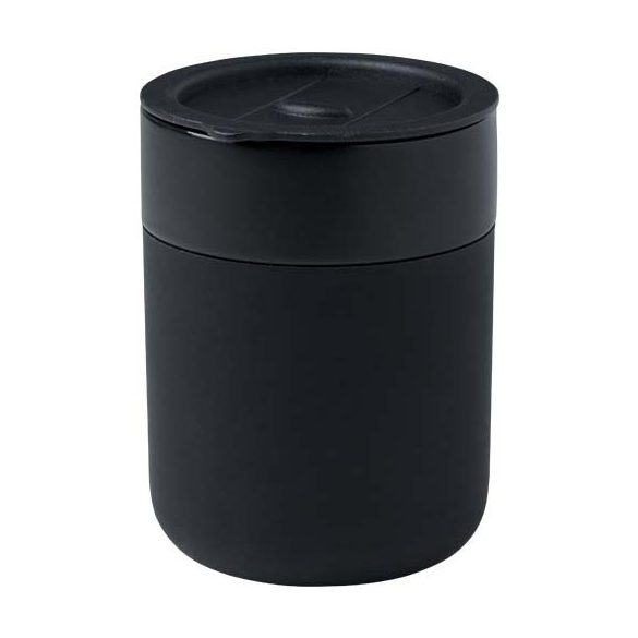 Java 330 ml ceramic tumbler with silicone wrap and plastic lid