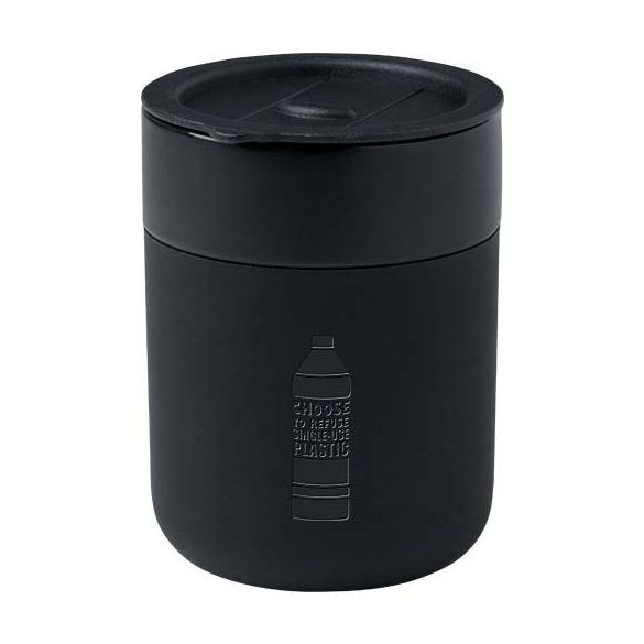 Java 330 ml ceramic tumbler with silicone wrap and plastic lid