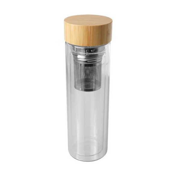 Bailey 400 ml borsilicate glass infuser bottle with bamboo lid