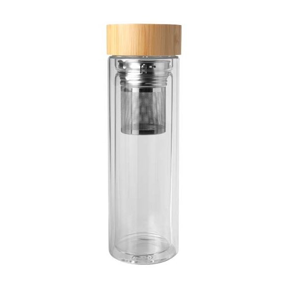 Bailey 400 ml borsilicate glass infuser bottle with bamboo lid