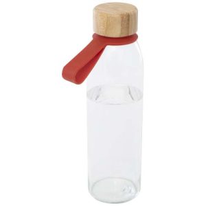 Porto 500 ml glass water bottle with silicone handle and bamboo lid 