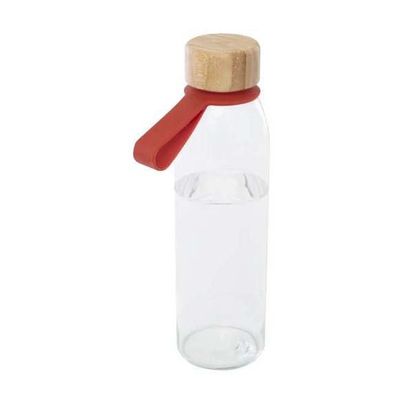 Porto 500 ml glass water bottle with silicone handle and bamboo lid 