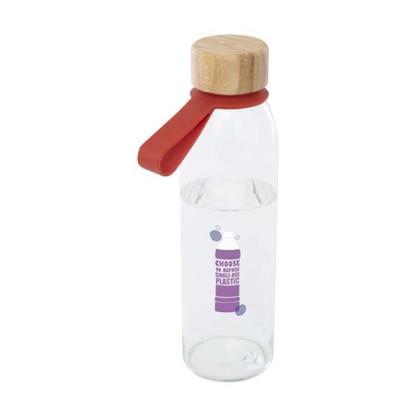 Porto 500 ml glass water bottle with silicone handle and bamboo lid 