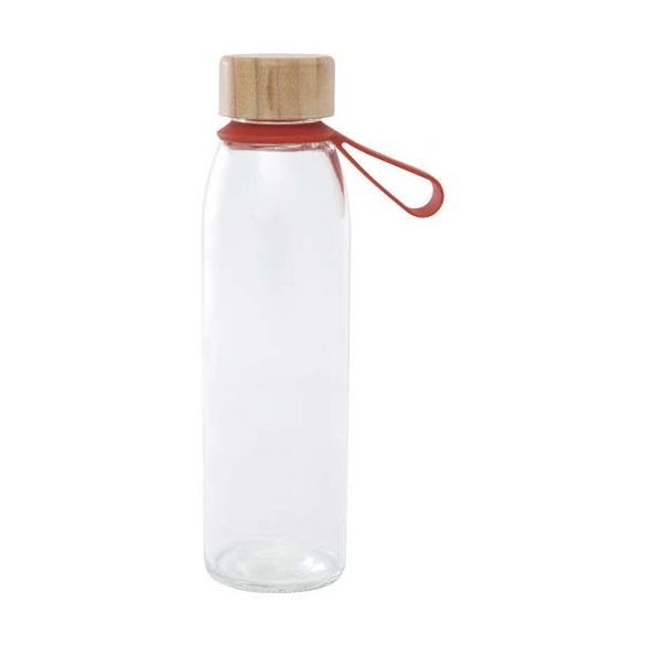 Porto 500 ml glass water bottle with silicone handle and bamboo lid 