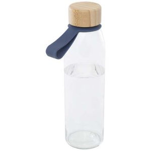 Porto 500 ml glass water bottle with silicone handle and bamboo lid 