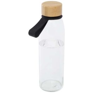Porto 500 ml glass water bottle with silicone handle and bamboo lid 