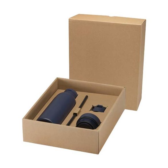 Illuminate 650 ml RCS recycled double wall stainless steel water bottle with 3-piece lid set