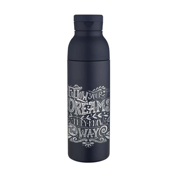Illuminate 650 ml RCS recycled double wall stainless steel water bottle with 3-piece lid set