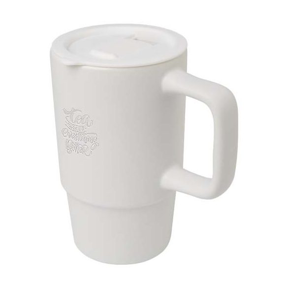Carter 450 ml ceramic mug with plastic lid