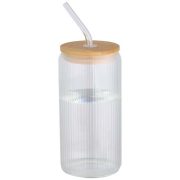   Mirage 500 ml single-walled borosilicate glass jar with bamboo lid