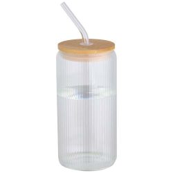   Mirage 500 ml single-walled borosilicate glass jar with bamboo lid
