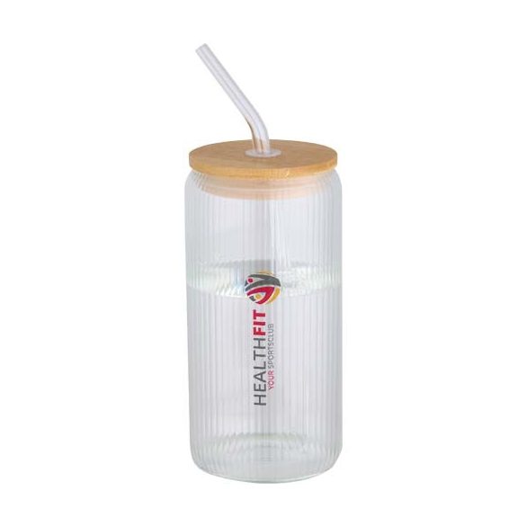 Mirage 500 ml single-walled borosilicate glass jar with bamboo lid