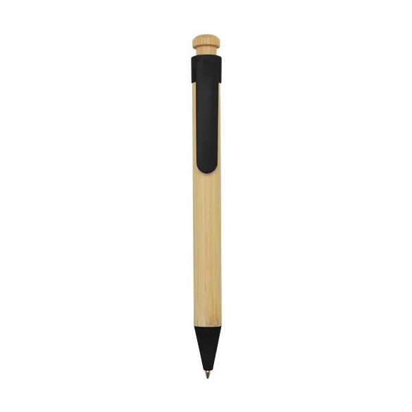 Rattan bamboo and recycled plastic ballpoint pen (black ink)