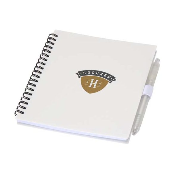 Niove recycled plastic soft cover notebook and ballpoint pen set (blue ink)