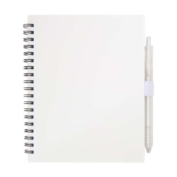 Niove recycled plastic soft cover notebook and ballpoint pen set (blue ink)