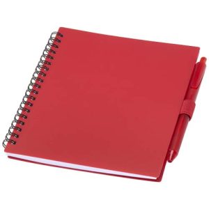 Niove recycled plastic soft cover notebook and ballpoint pen set (blue ink)