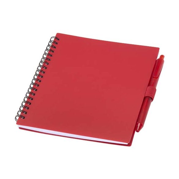 Niove recycled plastic soft cover notebook and ballpoint pen set (blue ink)