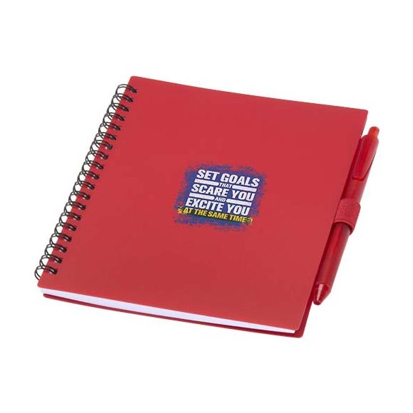 Niove recycled plastic soft cover notebook and ballpoint pen set (blue ink)
