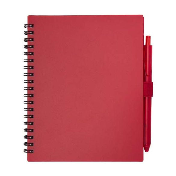 Niove recycled plastic soft cover notebook and ballpoint pen set (blue ink)
