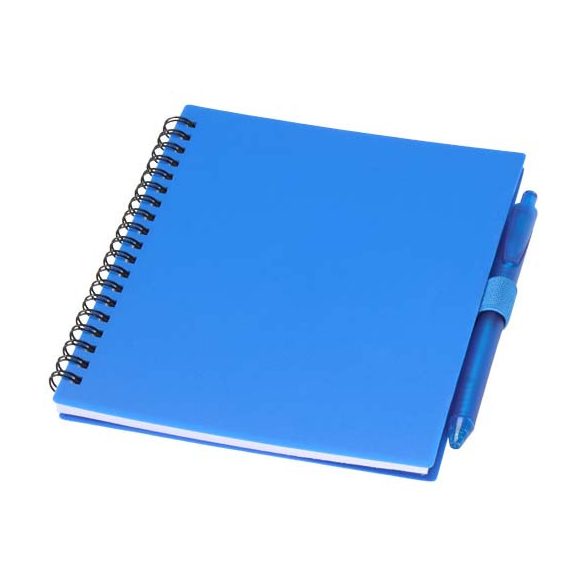 Niove recycled plastic soft cover notebook and ballpoint pen set (blue ink)