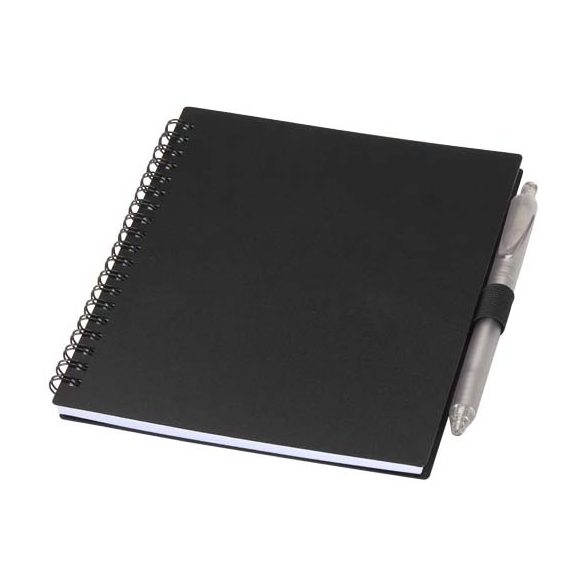 Niove recycled plastic soft cover notebook and ballpoint pen set (blue ink)