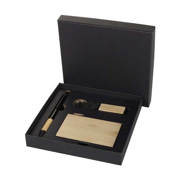 Minka RCS recycled aluminium ballpoint pen, keychain and RFID card holder gift set