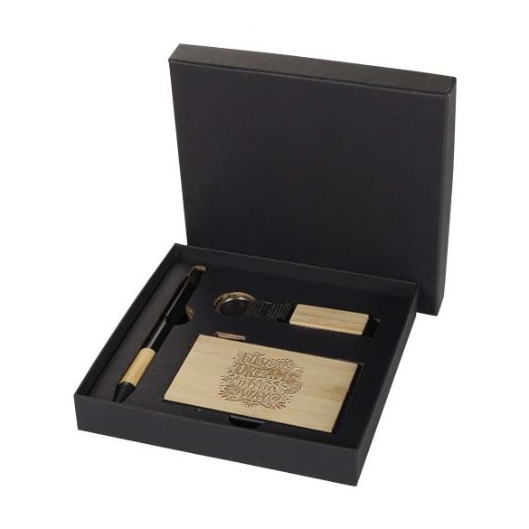 Minka RCS recycled aluminium ballpoint pen, keychain and RFID card holder gift set