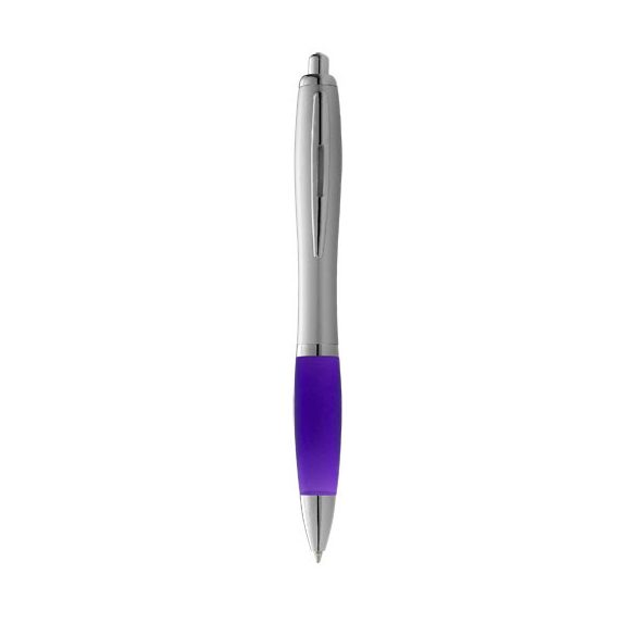 Nash ballpoint pen with silver barrel with coloured grip