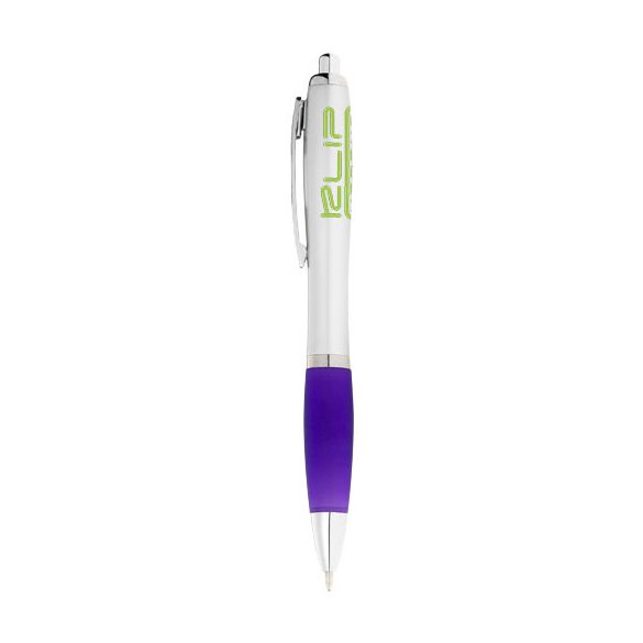 Nash ballpoint pen with silver barrel with coloured grip