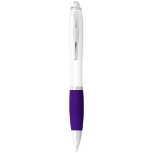 Nash ballpoint pen with white barrel and coloured grip