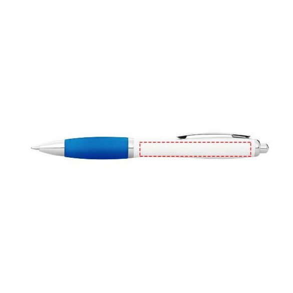 Nash ballpoint pen with white barrel and coloured grip