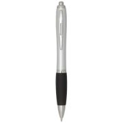   Nash RCS recycled plastic ballpoint pen with silver barrel and coloured grip (black ink)