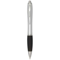   Nash RCS recycled plastic ballpoint pen with silver barrel and coloured grip (black ink)