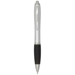   Nash RCS recycled plastic ballpoint pen with silver barrel and coloured grip (black ink)