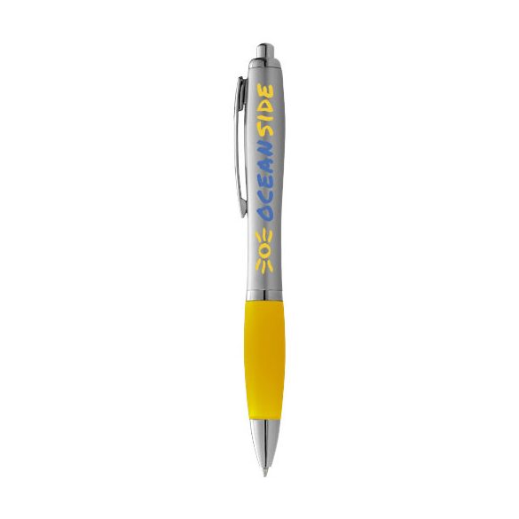 Nash ballpoint pen silver barrel and coloured grip