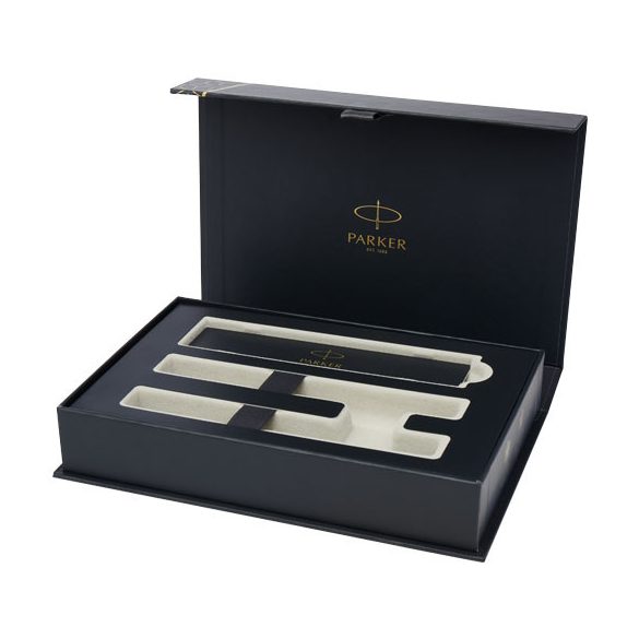 Parker IM achromatic ballpoint and rollerball pen set with gift box