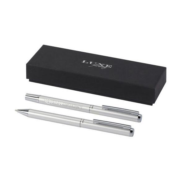 Lucetto recycled aluminium ballpoint and rollerball pen gift set