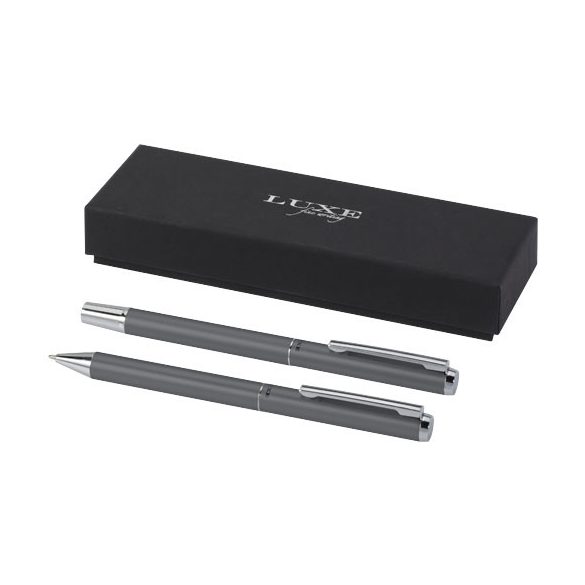 Lucetto recycled aluminium ballpoint and rollerball pen gift set (black ink)